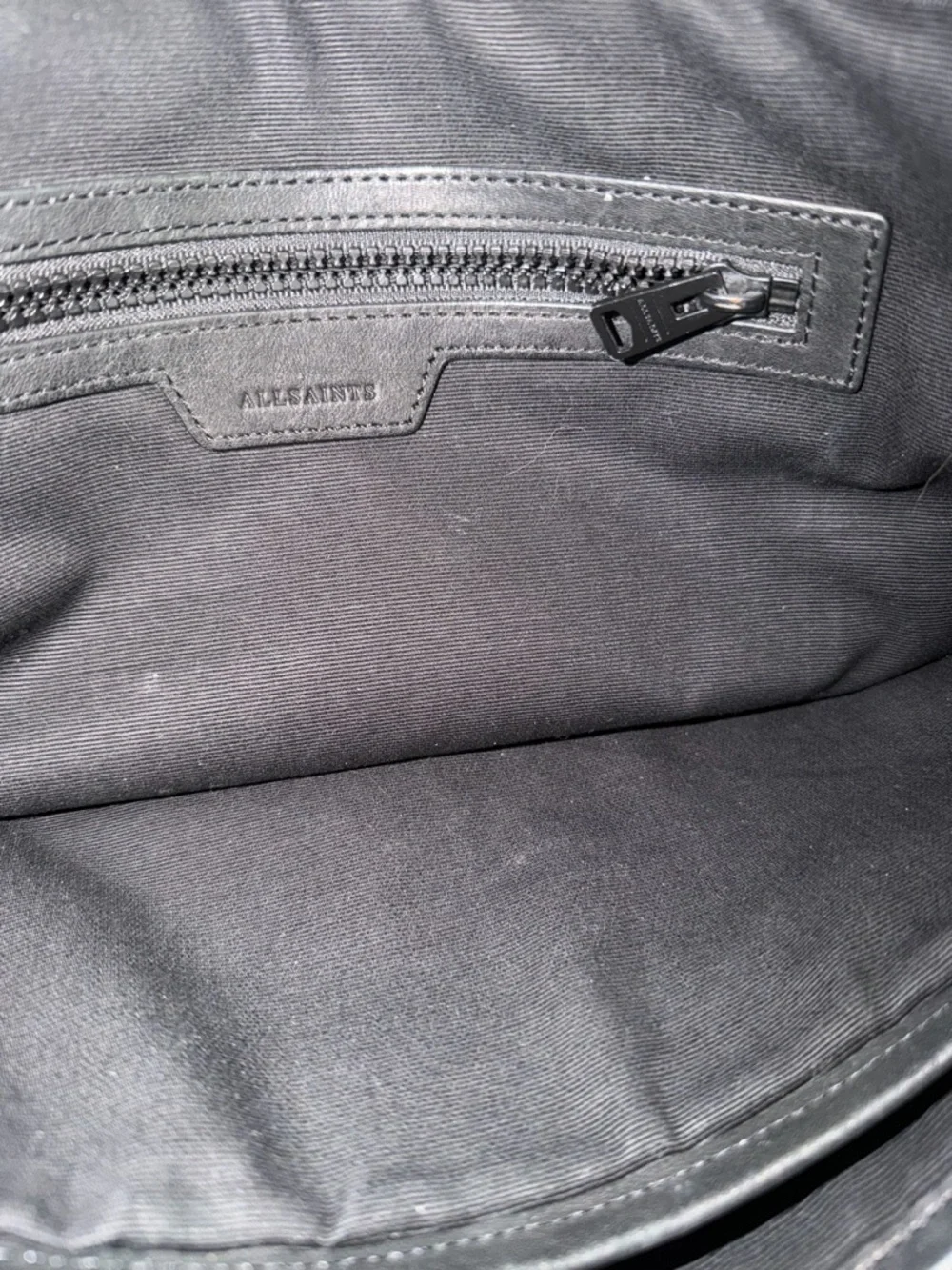 All Saints canvas and leather laptop bag